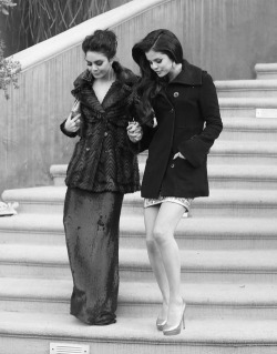 black-and-white-but-not-bland:  Vanessa Hudgens and Selena Gomez