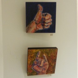 Two of my paintings in a group show in Malden, MA. 350 Main St.