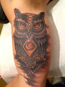 fuckyeahtattoos:  Amazing Owl Tattoo done by Clark Kent at Slave