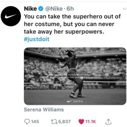 Nike comes back strong.  S Williams the G.O.A.T #nike #nikejustdoit