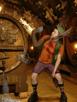 hmh452002:  Was it the Booze? Disney Donkeyboy#1   Donkeyboy Brandon found the ever flowing beer cellar at Pleasure Island a real treat. To bad he just lost his mug holder!    