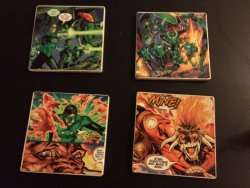 comic–books:  My aunt made me coasters featuring some of