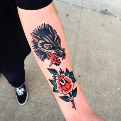 fuckyeahtattoos:  By Joshua marks guest artist @ flying Panther