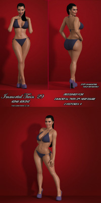 The  IT29 Ring Bikini is the beautiful signature bikini of Immortal Twin 29.  It was designed to perfectly highlight her unique style while  exhibiting her sensuous curves. Check the link for the required products! This is compatible in Poser 9 ! IT29