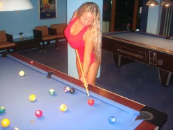 hbombcollector:  Oh, just playing pool, in a bathing suit. wish