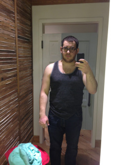 musicfornonstereotypicalgays:  liesofaman:  I tried on a tanktop…and then realized I look like a goof  