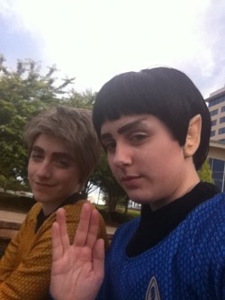 the-perks-of-being-a-winchester:  Kirk and Spock! Selfies in