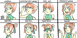 cinnamintcherry:  Here’s Pearl with different hairdos! if