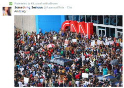 thesoftghetto:  Protesters upset about the smearing of Mike Brown