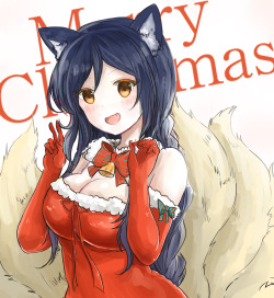 vitor-aizawa:  Ahri~めり～くりすます♡   by: furan