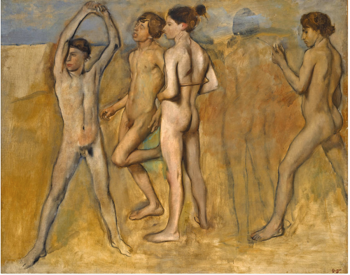 newloverofbeauty:Edgar Degas:  Young Spartans exercising  (1860s).