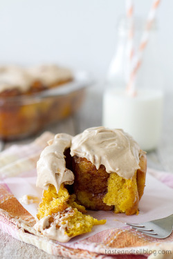 sweetoothgirl:    Pumpkin Cinnamon Rolls with Maple Cinnamon