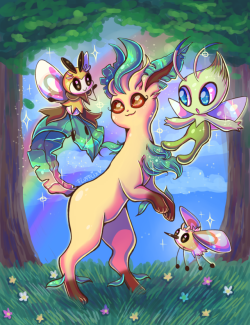 rottenface: Leafeon and some friends! <3  This took longer