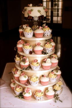 beccaleone:  Vintage Rose Wedding Cupcake Tower by ConsumedbyCake