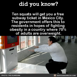 did-you-kno:  Ten squats will get you a free subway ticket in