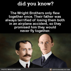 did-you-kno:  The Wright Brothers only flew  together once. Their