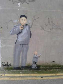 collegehumor:  Dr. Evil Kim Jong-Un Mashup Graffiti He finally