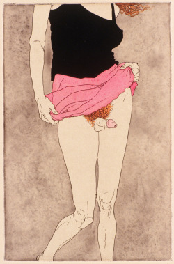 phillipdvorak:  This is “Missy” - one of my etchings, hand-colored