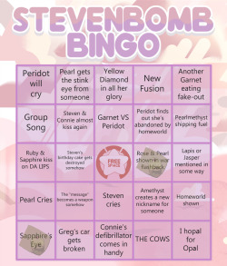 silver-tongues-blog:  annadesu:  STEVENBOMB BINGO UPDATE!! Would