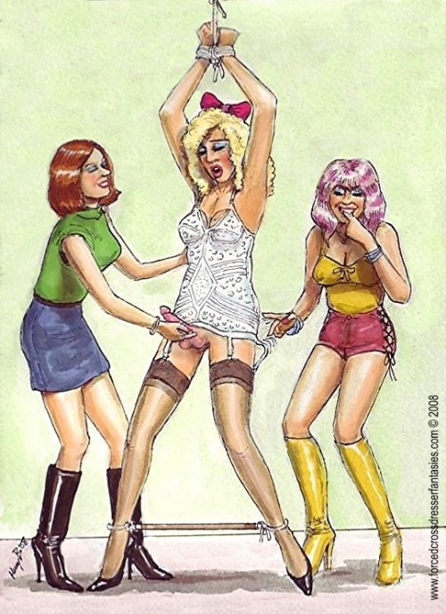 sissy in distress! (feminization art by hunny b)