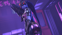 dinoboy555: Widowmaker Standing In The Synthwave a small post