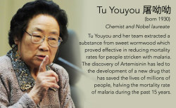 elvisomar:  Tu Youyou 屠呦呦 (born 1930) Chemist and Nobel