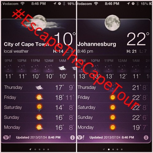 <p>It looks like a good time to be in #joburg @markhaze12 #escapethecapetour  Gotta love Jozi’s dry winters!</p>