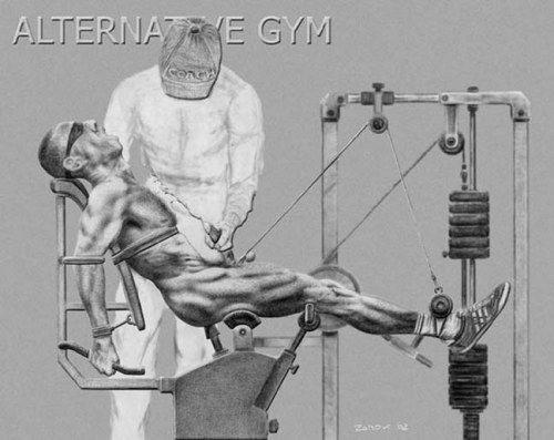 VINTAGE: Alternate Gym gay bondage artwork by Zamok