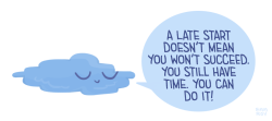 positivedoodles:  [drawing of a blue cloud saying “A late