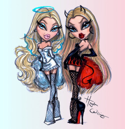 haydenwilliamsillustrations: Bratz Twins 😇😈 Happy Halloween!!