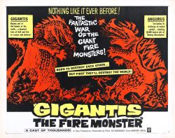 kaijusaurus:  US theatrical quad poster for Gigantis, The Fire Monster (1959).