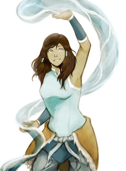 jeebsylad:  korra by minkas75  love the bending that she does~
