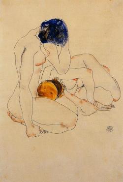 expressionism-art: Two Friends, 1912, Egon SchieleMedium: watercolor