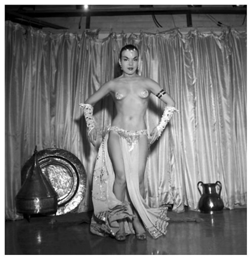 Nejla Ates       aka. “The Exquisite Turkish Delight”.. A candid photo taken during a promotional photo series for her Broadway appearances in the Burlesque Musical: “FANNY”..