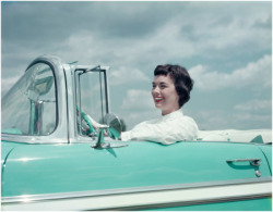 Woman driving 1956 Chevrolet Bel Air Convertible / Photo H. Armstrong