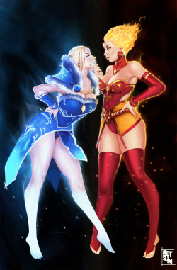 botslimart:  botslimart:    Fanart Dota2 Lina vs Crystal Maiden