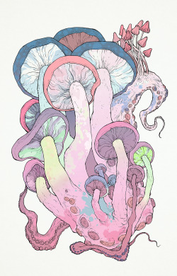 inkyhaus:  Cephalopoda Amanita(Alien flora/fauna) Digital colour,