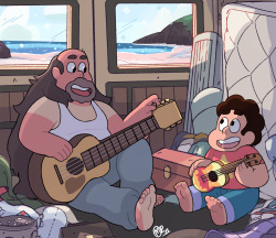 genchiart:  father and son jam session! been meaning to draw