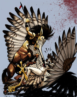 Harpy Slayer (in color) - by Dustmeat Well, centaurs are pretty