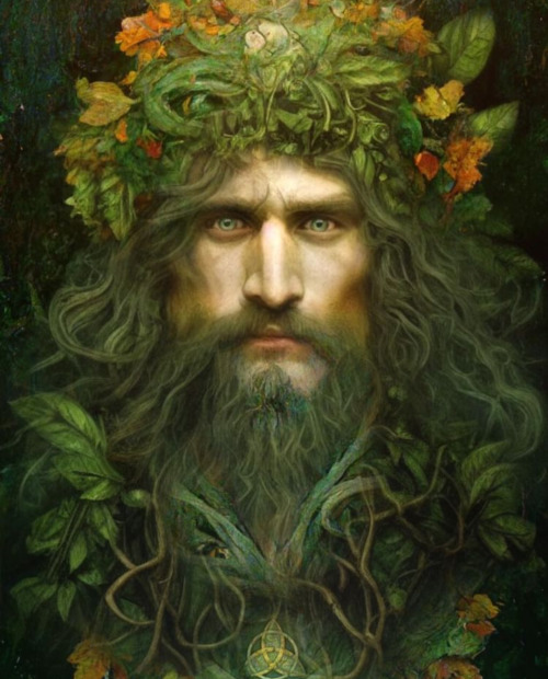 legendary-scholar:    “Green Man Mixed Media” by Lisbeth