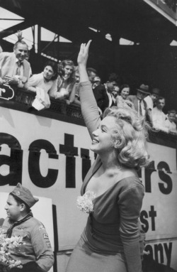 audreyandmarilyn: Marilyn Monroe at Ebbet’s Field Stadium,