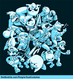 austinjames:  New shirt design of the original Smash Bros roster.