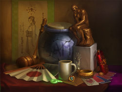 lizustration:  I painted an Ace Attorney still life, and also