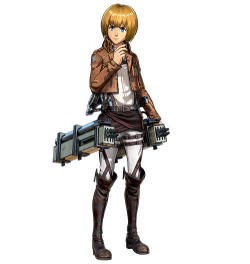The standard and DLC costumes for Armin in the KOEI TECMO Shingeki