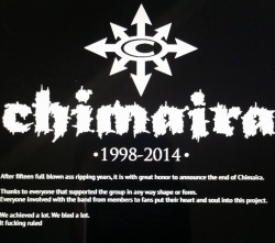 A very sad day being a fan of Chimaira since the beginning. Seeing