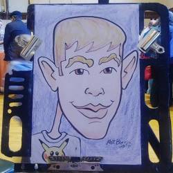 Doing caricatures at the Melrose Farmer’s Market at Memorial