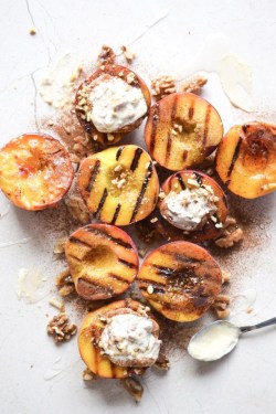 fullcravings:  Grilled Peaches and Cream with Orange Blossom