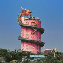 laughingsquid:  A Unique 80 Meter Pink Buddhist Temple With a