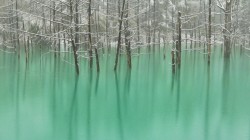 actegratuit:  The Blue Pond in Hokkaido Changes Colors Depending