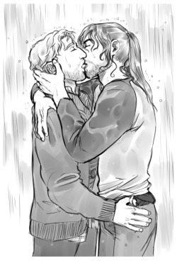 kaciart:  yamijay answered: Fili/Kili, Modern AU, Kissing under